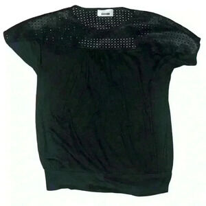 REGINA KRAVITZ Sz L Open Back Short Sleeve Crew Neck Minimalist Monochrome